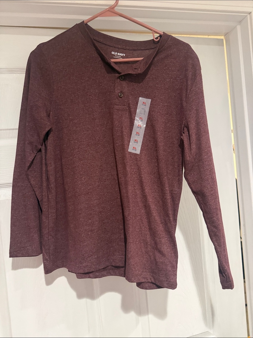 Old Navy Men's Long Sleeve Henley - Burgundy Heather